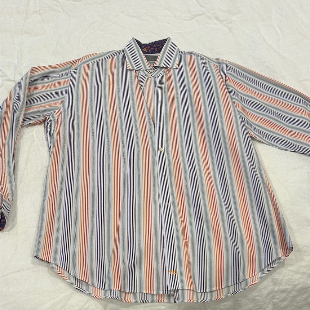 Thomas Dean Multicolor Striped Button-Down Shirt